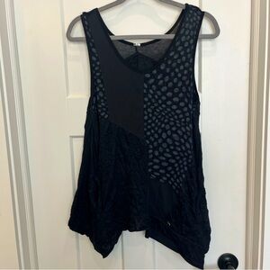 ADC Women’s Black Geometric Asymmetrical Hem Tunic Tank Top Pockets Size Small‎
